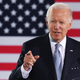 US President Joe Biden speaks on the infrastructure investments made at Portland International Airport, at the Portland Air National Guard 142 Fighter Base in Portland, Oregon, on April 21, 2022.